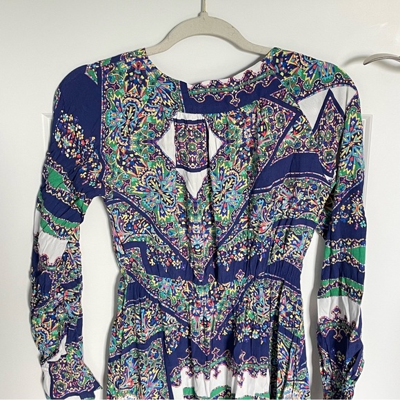 Anthropologie Maeve Blue Patchwork Long Sleeve Monaco Dress - 35744 - Picture 7 of 11